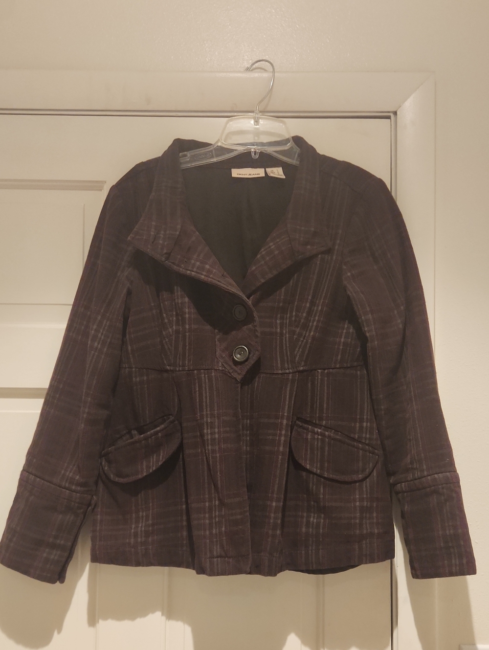 DKNY Jeans Plum Plaid Blazer Jacket Women's Large